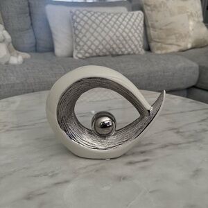 Silver and White Abstract Sculpture